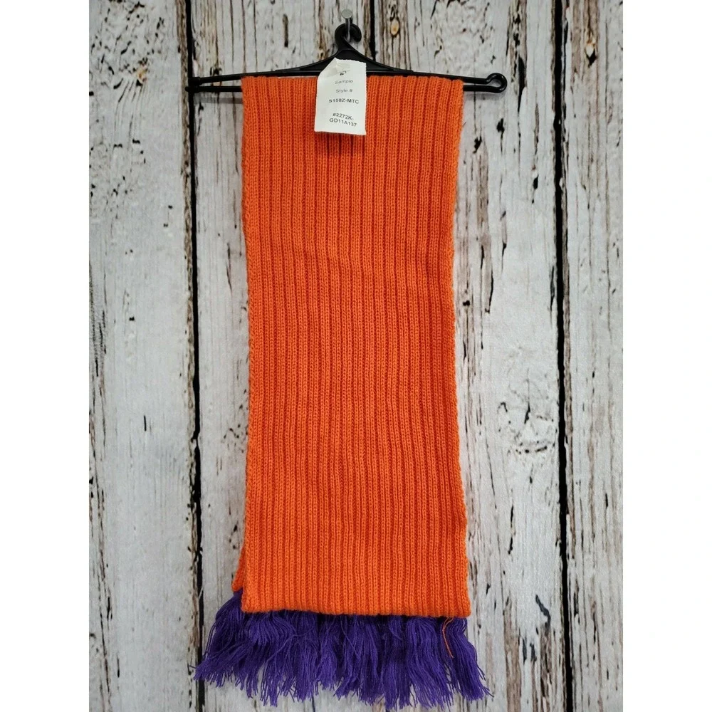 Adidas One Size Clemson‎ Tigers NCAA Fringe Orange Winter Scarf 6.5x62 NEW